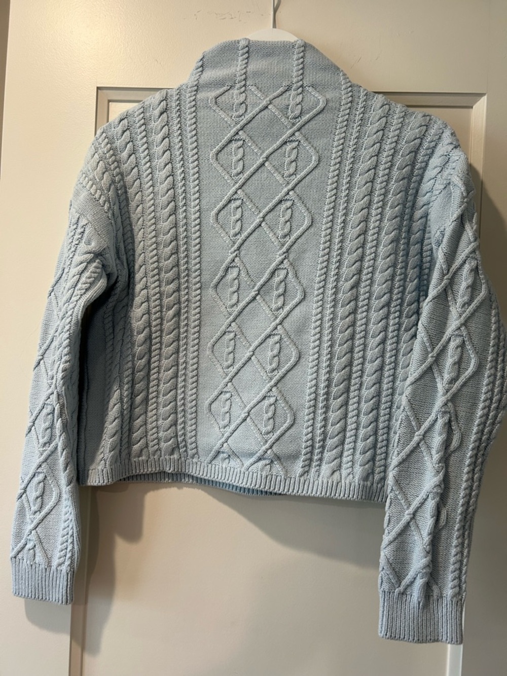 Burgess The Trudy Cotton/Cashmere Cable Funnel Neck Cropped Sweater Size L - Picture 2 of 4